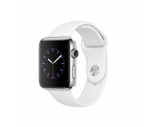Apple Watch Series 2 Koperta 42 mm z aluminium w kolorze srebrnym z paskiem sportowym w kolorze białym