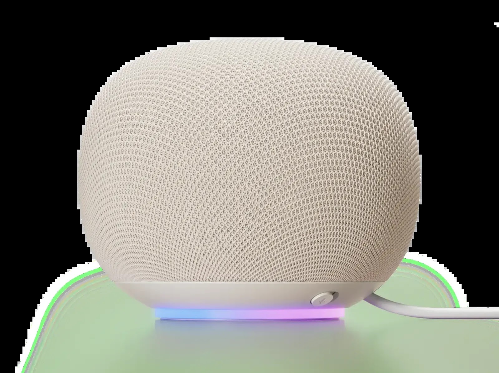 Google Home Speaker – widok z boku, przycisk wyciszania